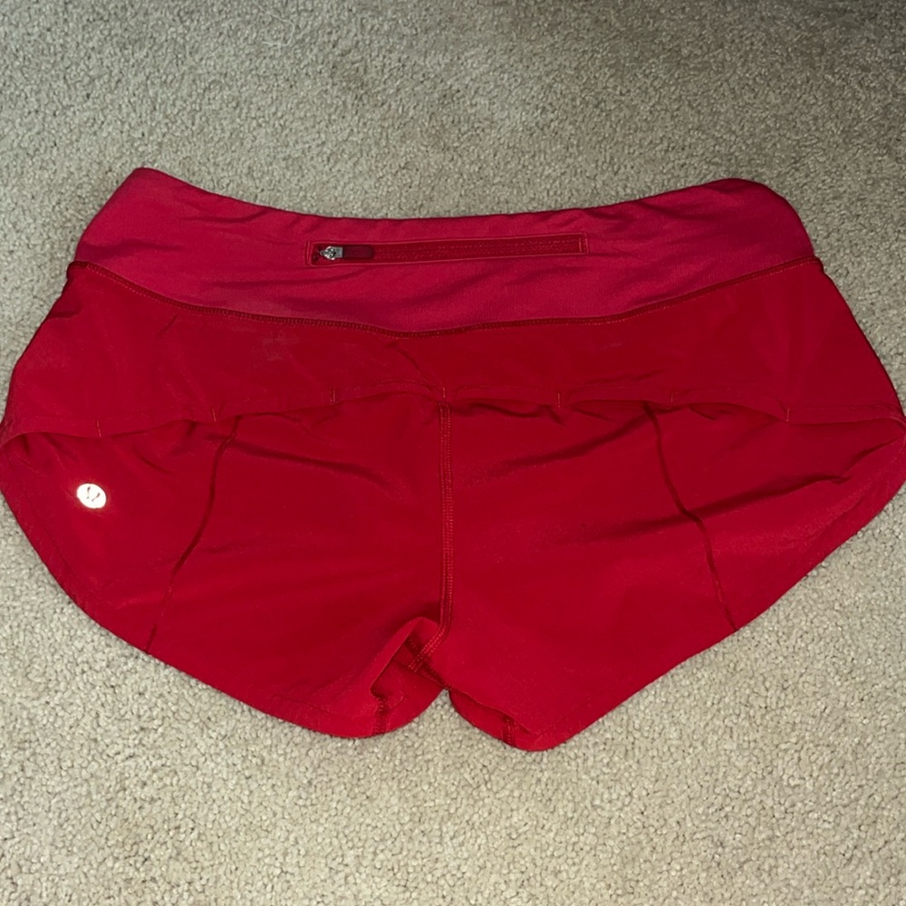 🍋lululemon red speed up shorts